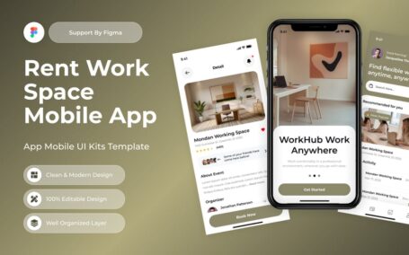 工作空间租赁移动应用APP UI KIT (FIG)