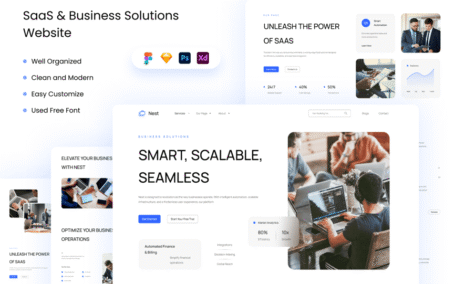 SaaS＆商业解决方案网站UI模板 (FIG,PSD,SKETCH,XD)
