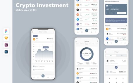 加密投资移动应用APP UI KIT (SKETCH,FIG,XD,PSD)