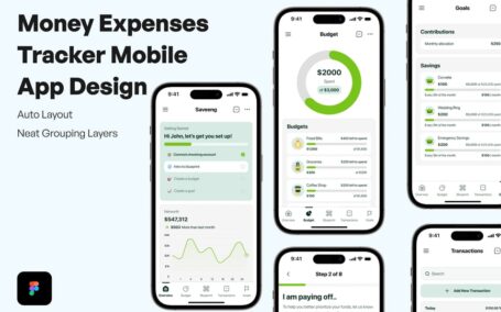 货币费用跟踪器移动应用APP UI KIT (FIG)