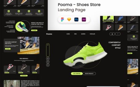鞋店着陆页UI套件网页UI模板 (FIG,PSD,SKETCH,XD)