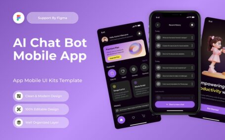 AI 聊天机器人移动应用APP UI KIT (FIG)