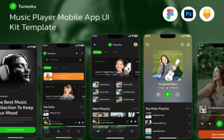 音乐播放器流应用APP UI KIT (FIG,PSD,SKETCH)