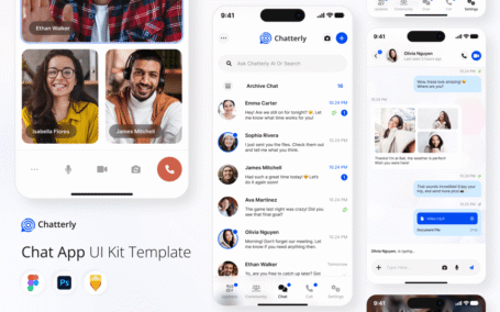 聊天移动应用APP UI KIT (FIG,PSD,SKETCH)