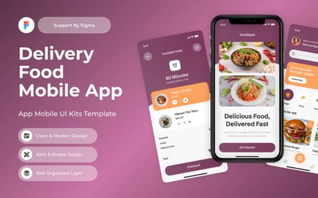 送货食品移动应用APP UI KIT (FIG)