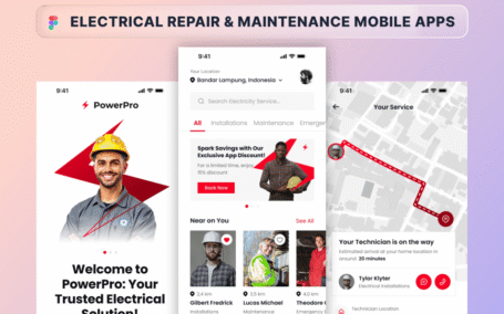 电气维修和维护移动应用APP UI KIT (FIG,PNG)