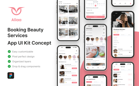 预订美容服务应用APP UI KIT (FIG)