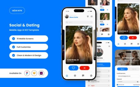 优雅而极简的社交约会应用APP UI KIT (FIG,SKETCH,XD)