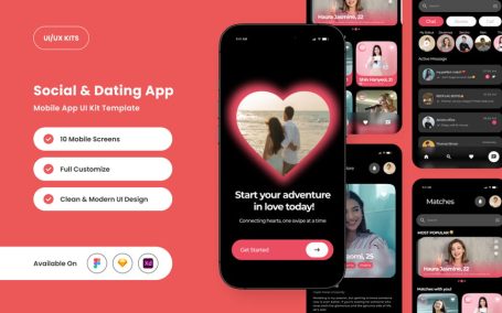 现代社交和约会应用APP UI KIT (FIG,SKETCH,XD)