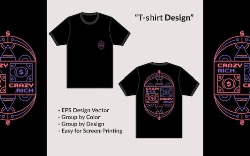 疯狂有钱概念街头服饰排版风格T恤图案素材[eps]