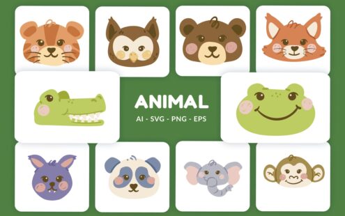 动物头部矢量插图v.2 (AI,EPS,PNG,SVG)