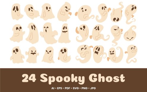 可爱的万圣节幽灵鬼脸插画素材 (AI,EPS,JPG,PDF,PNG,SVG)