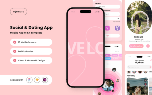 别致的社交与约会应用APP UI KIT (FIG,SKETCH,XD)