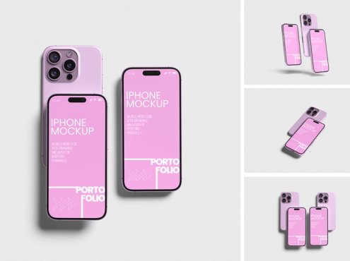 iPhone 16 Pro手机模型样机 (PSD,PDF)