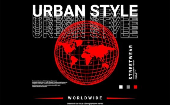 红色网格地球印花图案服饰设计矢量素材[eps]