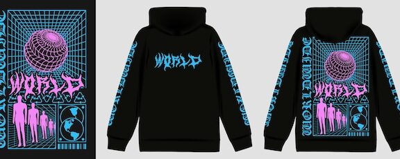 文字世界进化科技风格时尚印花街头服饰连帽衫印花素材[eps]