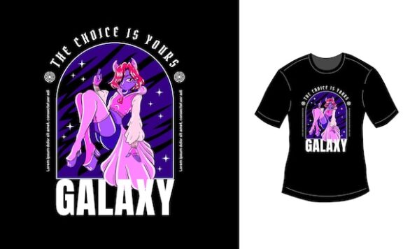 性感女孩手绘设计插画街头服饰T恤图案素材[ai,eps]