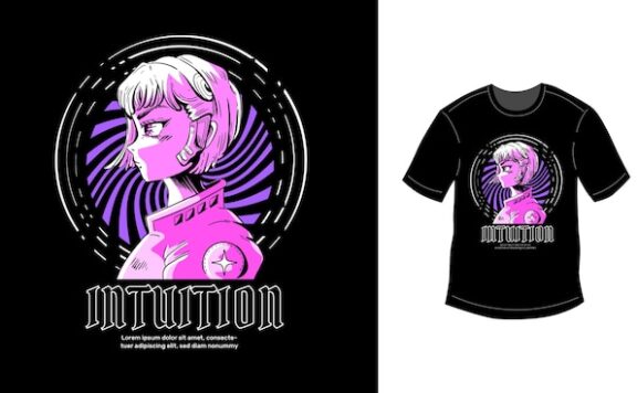 个性女孩手绘设计插画街头服饰T恤图案素材[ai,eps]