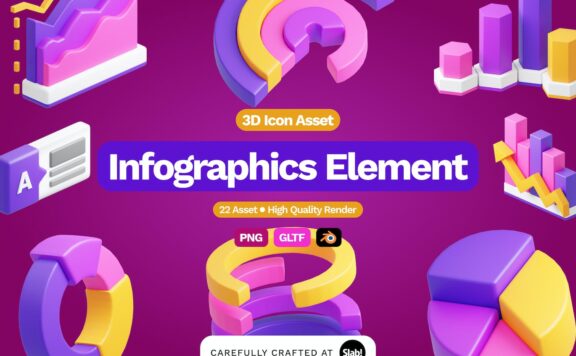 3D信息图表元素图标 (PNG,Blend)