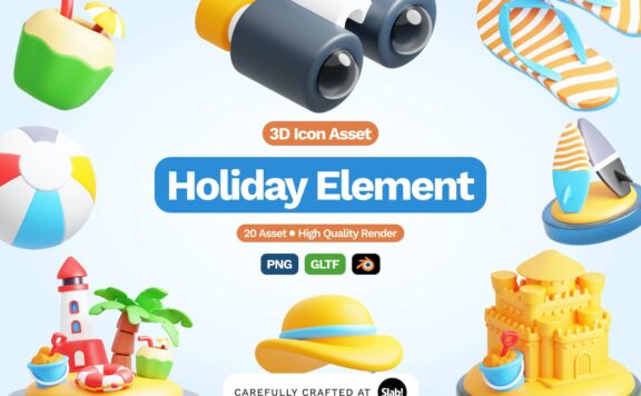 3D假日元素图标 (PNG,Blend)