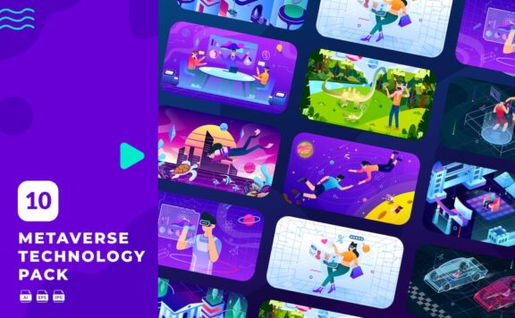 元宇宙概念科技技术矢量插画包下载 (AI,EPS,JPG)