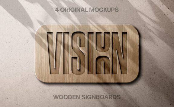 木制标志logo雕刻样机 (PSD)