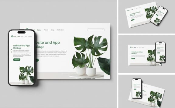 网站和应用样机 (PSD,PDF)