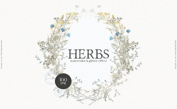 植物和闪光效果 (PNG)