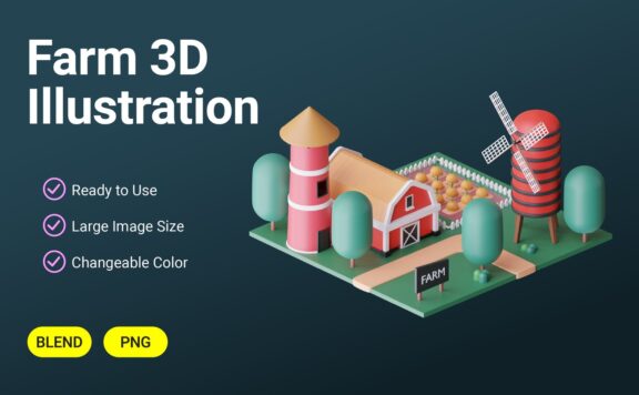 农场3D插图 (PNG,Blend)