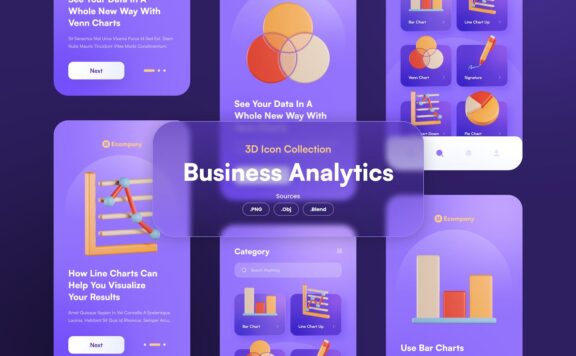 业务分析3D图标 (PNG,Blend)