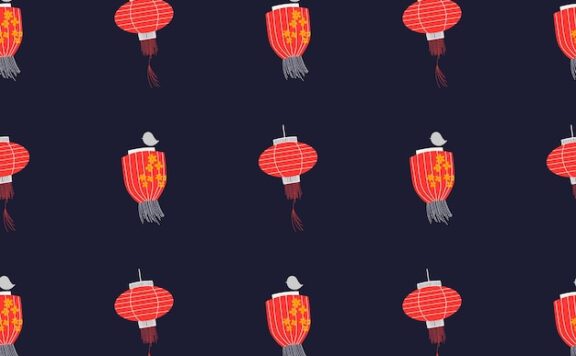 红色灯笼元素新年图案素材[eps]