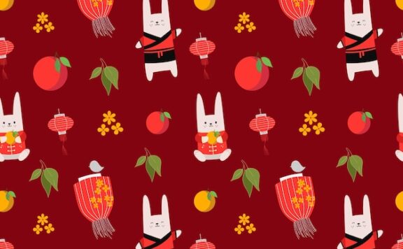 兔年新年元素装饰图案矢量素材[eps]