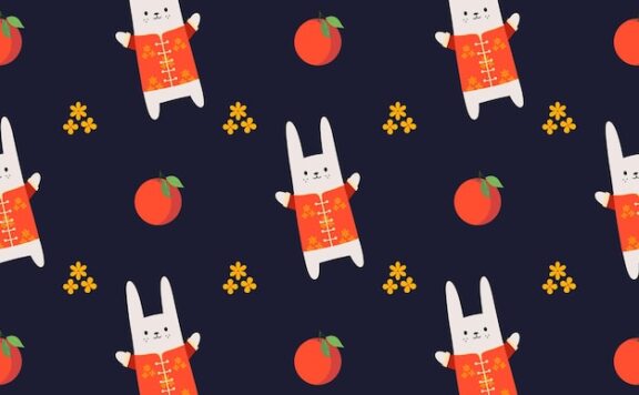 新年兔年矢量装饰动物无缝图案[eps]