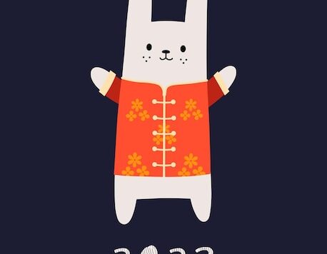 2023年喜庆兔年卡通动物海报设计素材[eps]