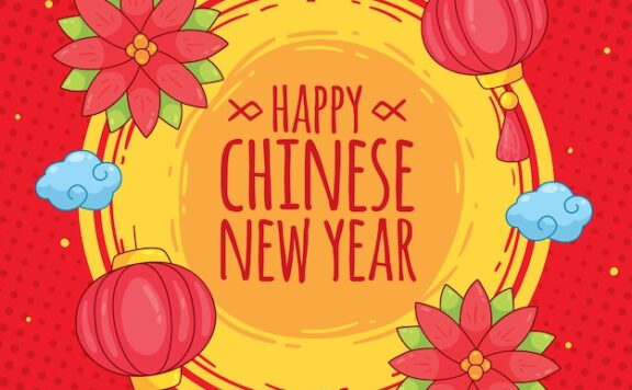 手绘农历新年背景装饰模板[ai,eps]