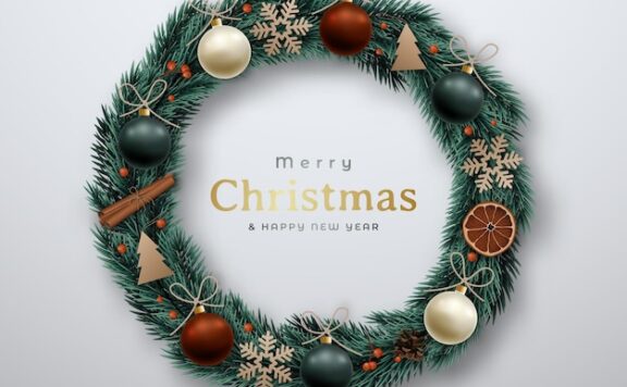 节日装饰圣诞花环矢量设计模板[eps]