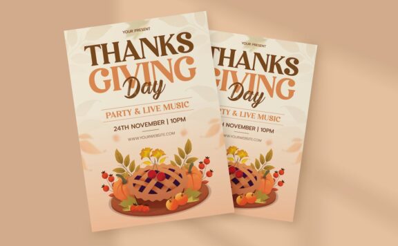 秋天感恩节海报传单模板 (PSD)