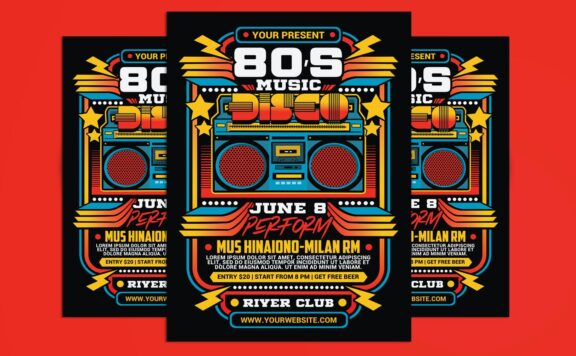 80年代复古迪斯科派对海报 (PSD)