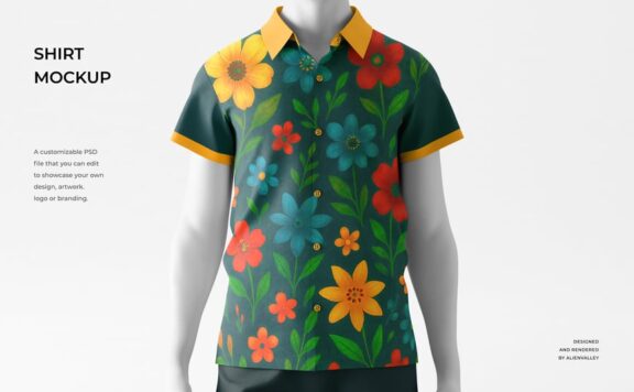 纽扣衬衫模型样机 (PSD)