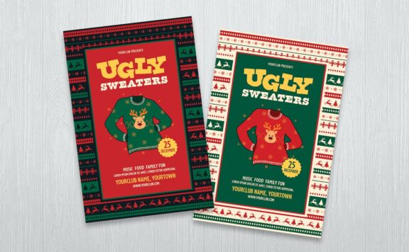 圣诞丑毛衣主题活动海报 (PSD)
