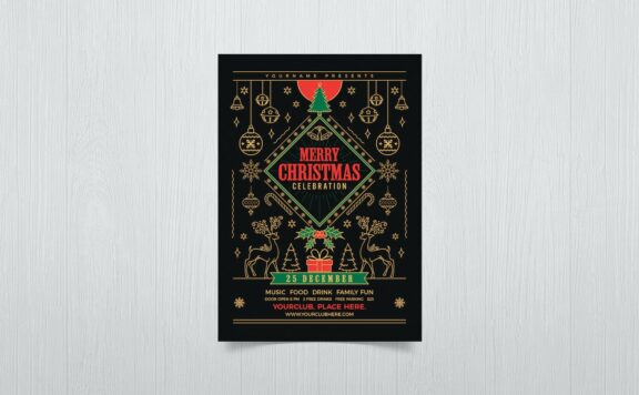 圣诞晚会派对海报传单模板 (PSD)