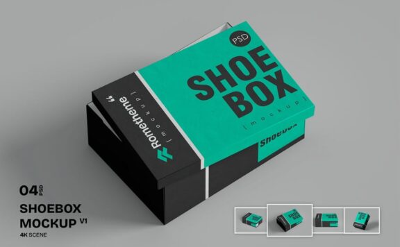 鞋盒纸盒-模型样机 (PSD)