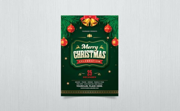 圣诞快乐装饰传单海报 (PSD)