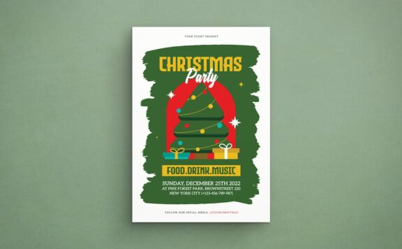 圣诞活动派对传单海报 (AI,PSD)