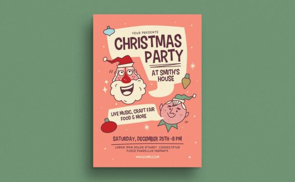 复古圣诞晚会活动传单海报 (AI,PSD)