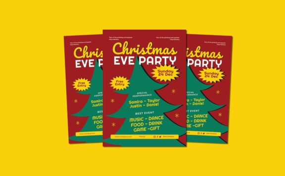 圣诞平安夜派对传单海报 (PSD)