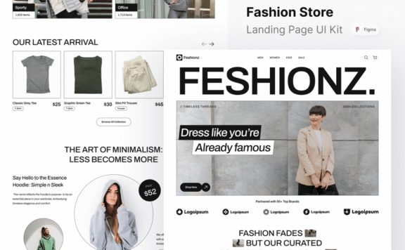 时装商店着陆页网页模板 (FIG)
