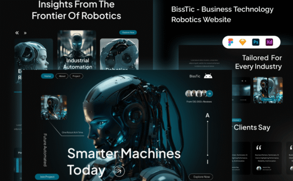 商业技术机器人技术网页模板 (FIG,PSD,SKETCH,XD)