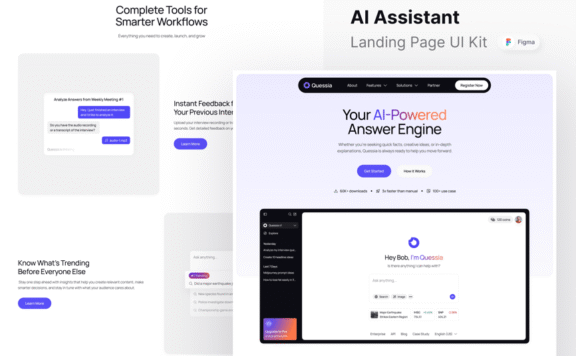 AI助理问题着陆页网页模板 (FIG)