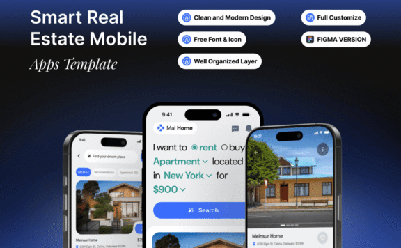 智能房地产移动 – 应用APP UI KIT (FIG)